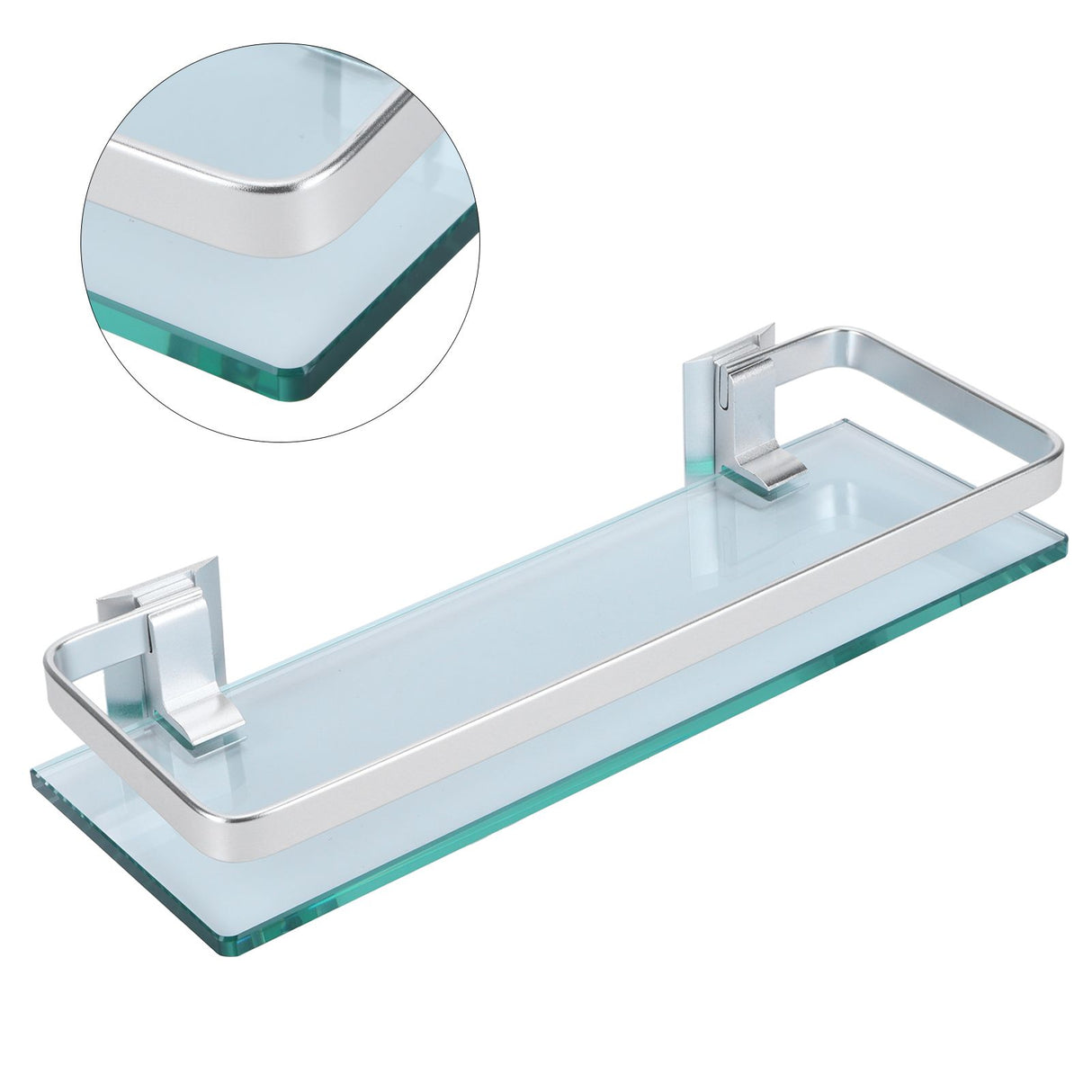 Space Aluminum Shelf Tempered Thickened Glass Bathroom Toilet Glass Storage Organizer Rack