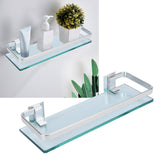 Space Aluminum Shelf Tempered Thickened Glass Bathroom Toilet Glass Storage Organizer Rack