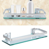 Space Aluminum Shelf Tempered Thickened Glass Bathroom Toilet Glass Storage Organizer Rack - Extra Image