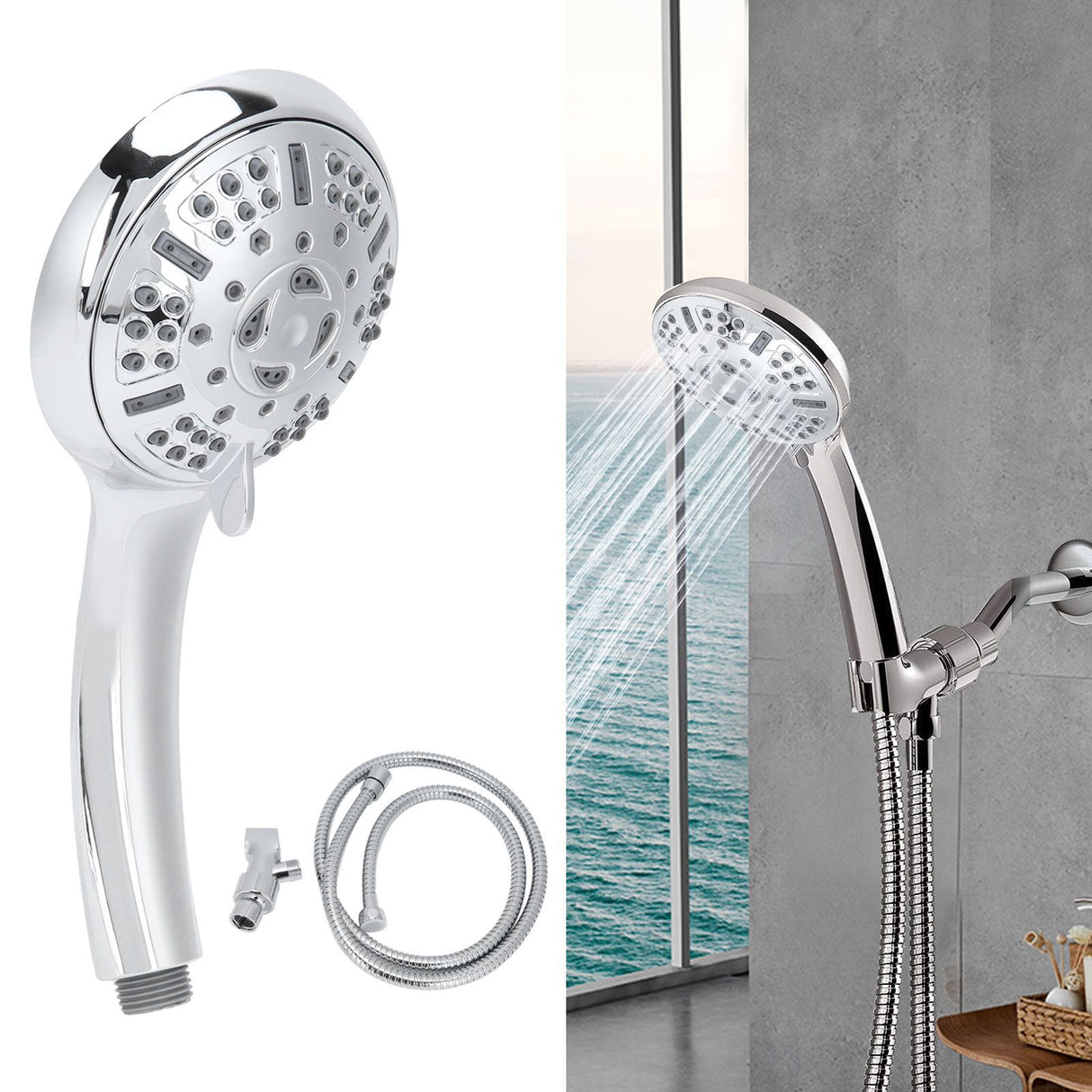 G1/2in High Pressure Showerhead Bath Shower Sprayer with 9 Function Bathroom SuppliesShower Head Set
