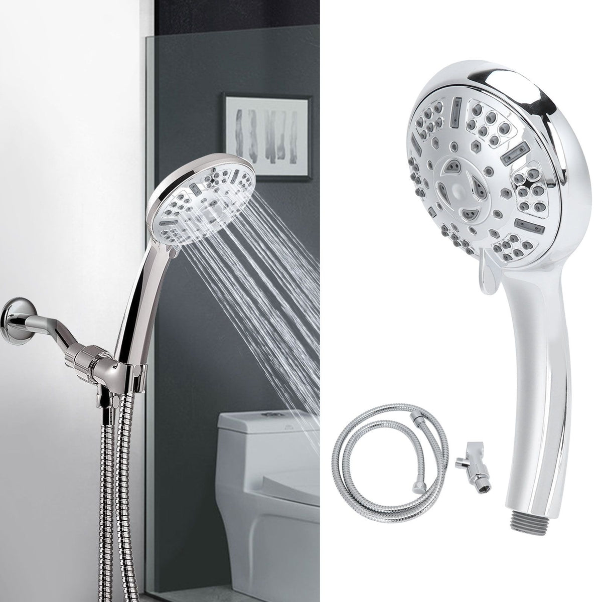 G1/2in High Pressure Showerhead Bath Shower Sprayer with 9 Function Bathroom SuppliesShower Head Set