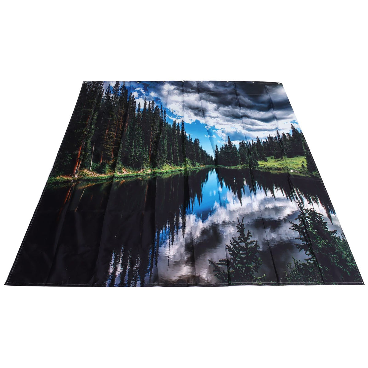 Shower Curtain Landscape Pattern Bath Curtain Set with Rings Home Bathroom Decoration150x180cm