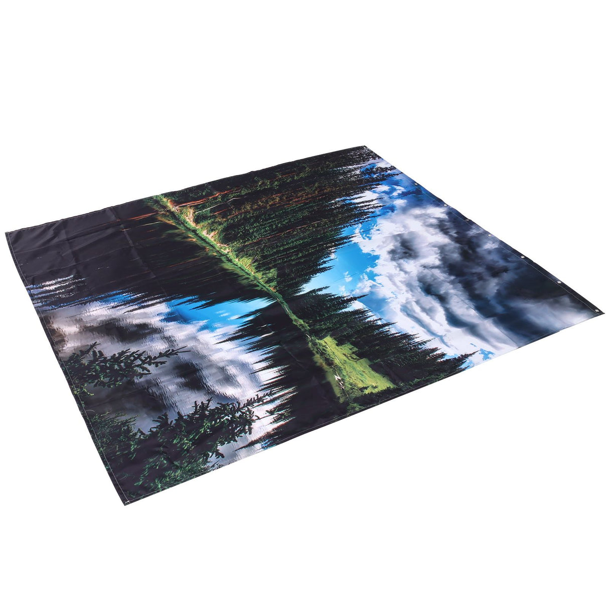 Shower Curtain Landscape Pattern Bath Curtain Set with Rings Home Bathroom Decoration180x180cm