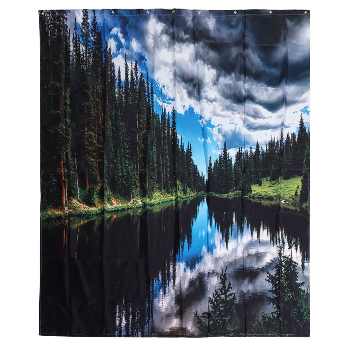 Shower Curtain Landscape Pattern Bath Curtain Set with Rings Home Bathroom Decoration180x180cm