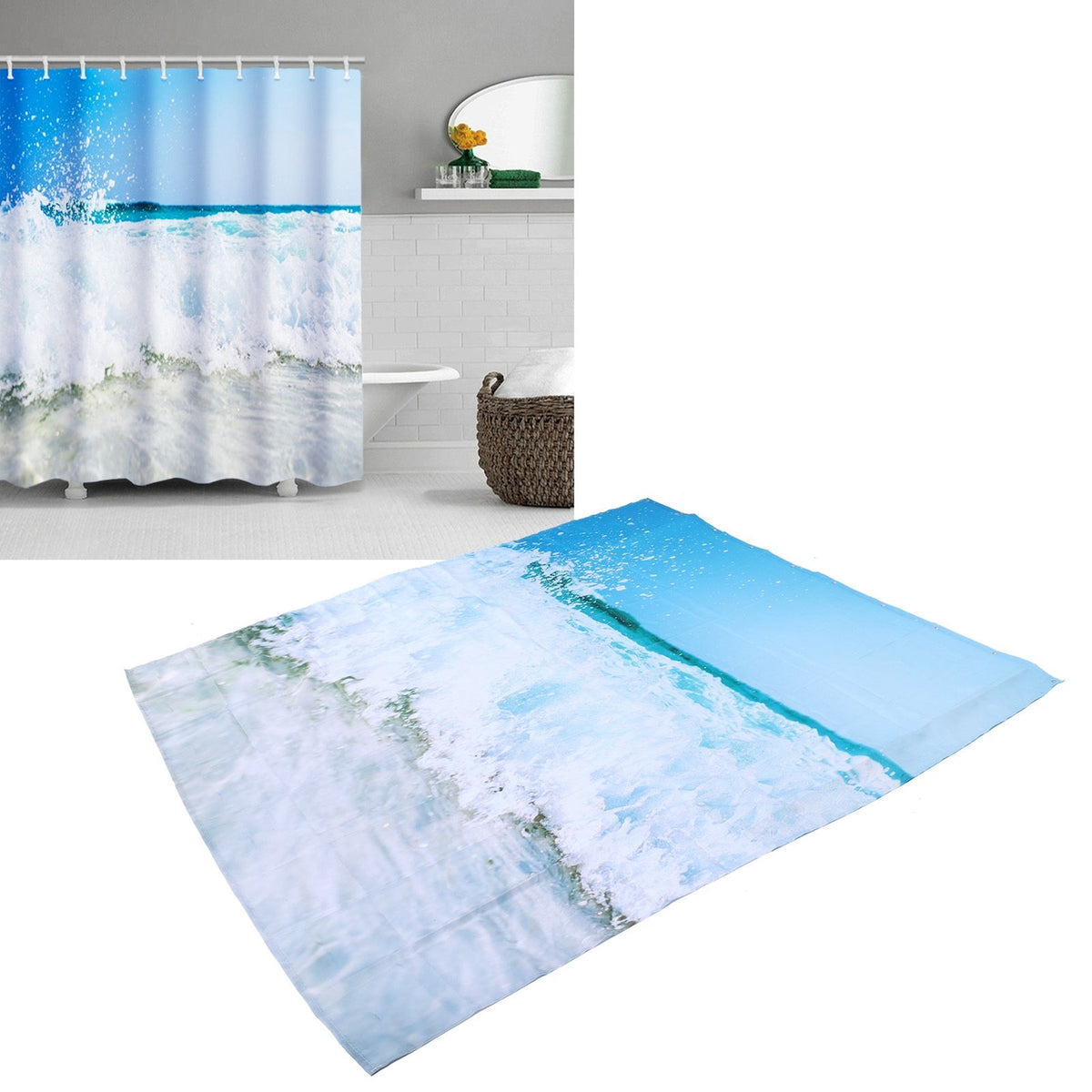Free Punch Shower Curtain with Hook Waterproof Bath Curtain for Home Bathroom Supplies150x180 cm