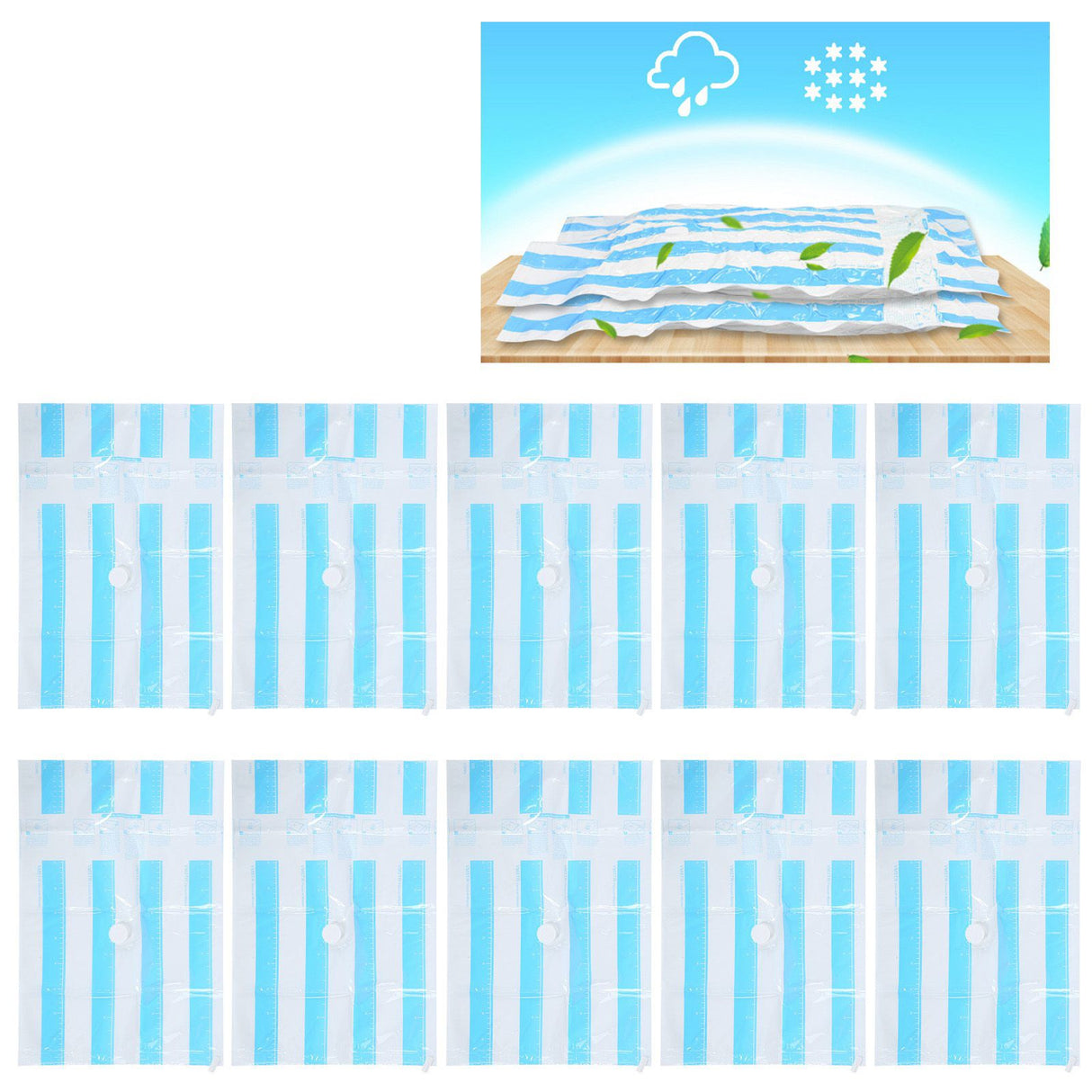 10Pcs/Set 12C Vacuum Storage Bag Space Saving Compressed Bag with 3.5cm Thread Air Inlet