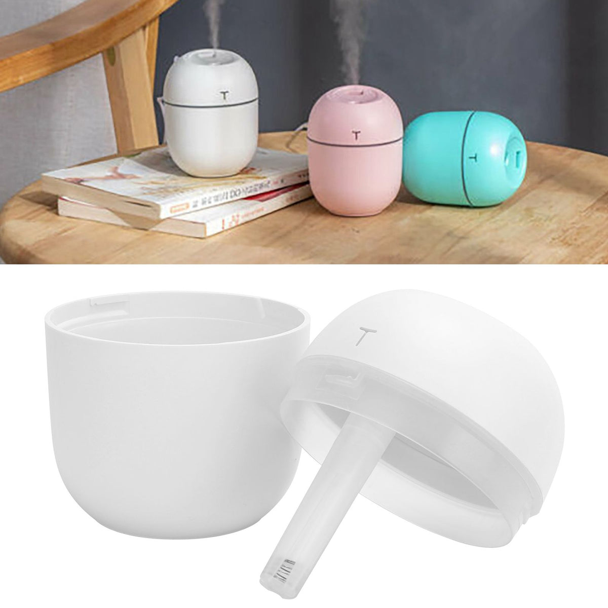 Mini Humidifier Portable DC5V USB Plug In Aroma Essential Oil Diffuser with LED Night Light(White )