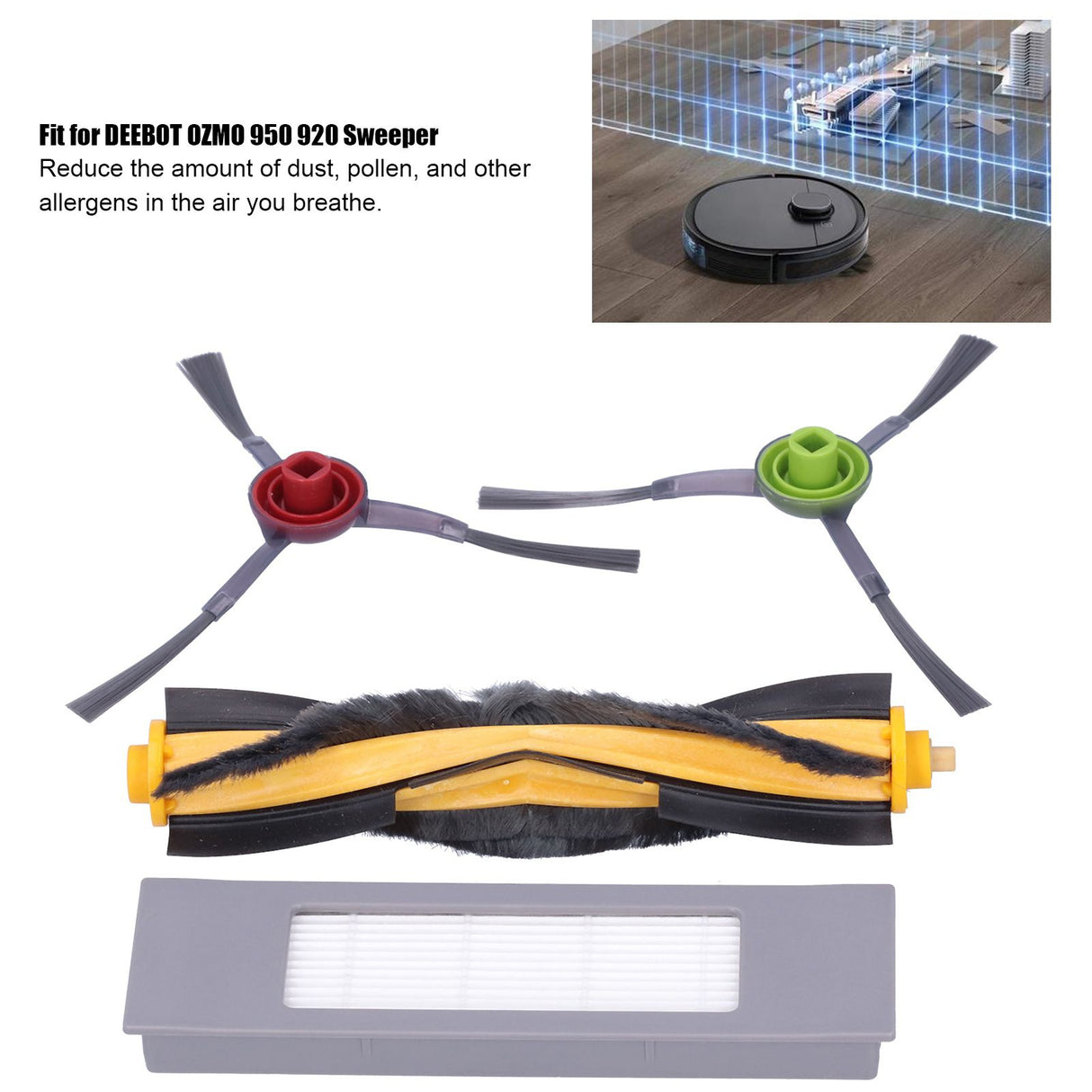 Main Side Brush Filter Washable Rag Disposable Rag Kit Fit for DEEBOT OZMO 950 920 Sweeper