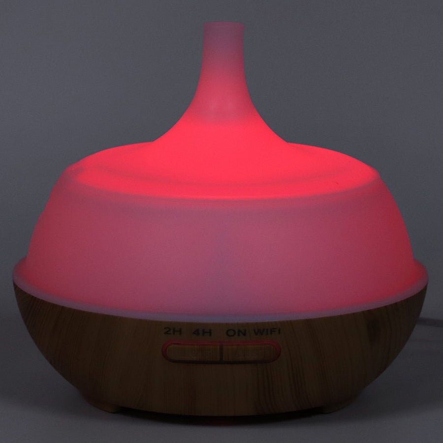 400ml Aroma Diffuser WIFI Control Wood Grain Aromatherapy Humidifier Colorful Night Light 100-240VAU Plug