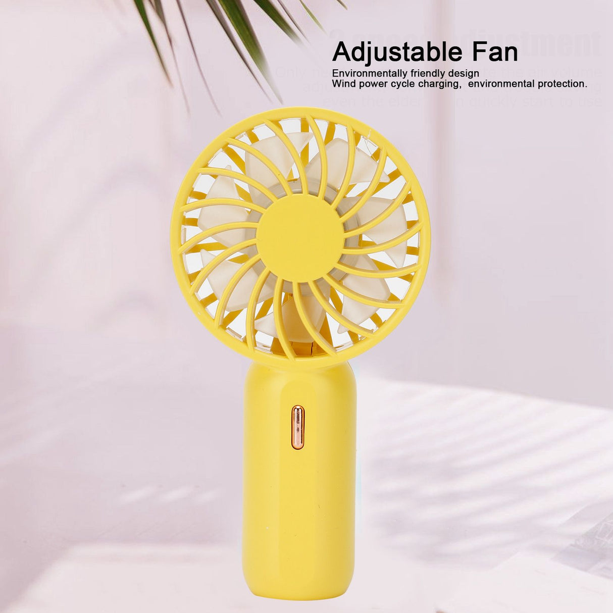 Mini Handheld Electric Fan with Adjustable Wind Speed Portable USB Fan for Home OfficeYellow