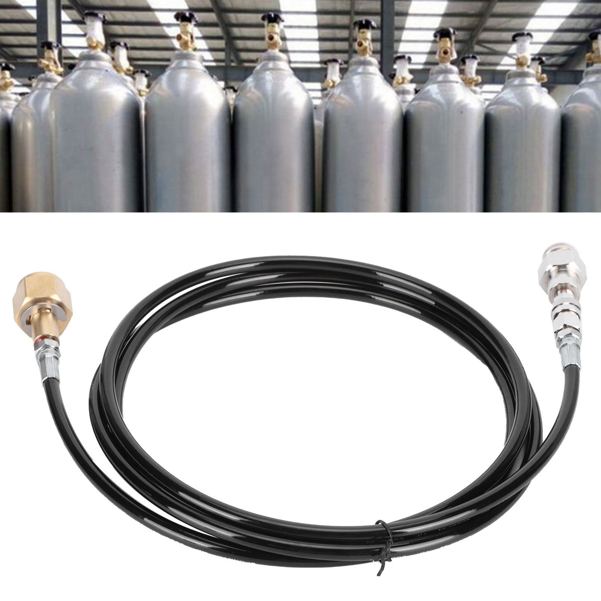 W21.8-14 Soda Hose Adapter Kit CO2 Cylinder Refilling Tube Accessories 100in Black
