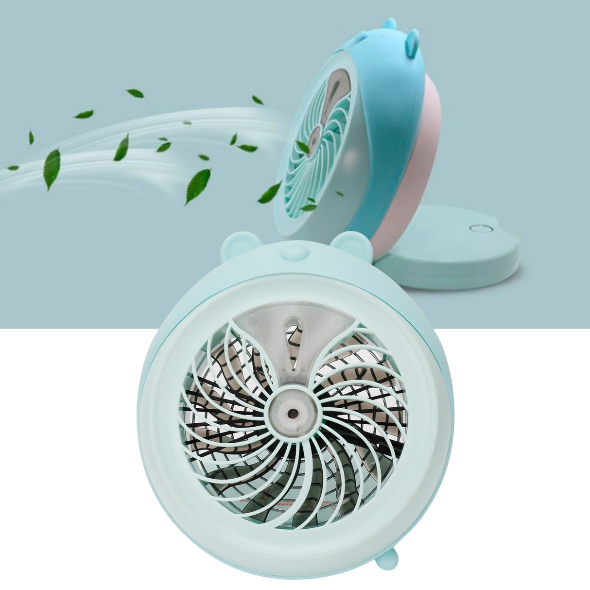 Cute Desktop Mini Fan Portable Humidifying Mist Spray Fan for Home Office SuppliesBlue Bear