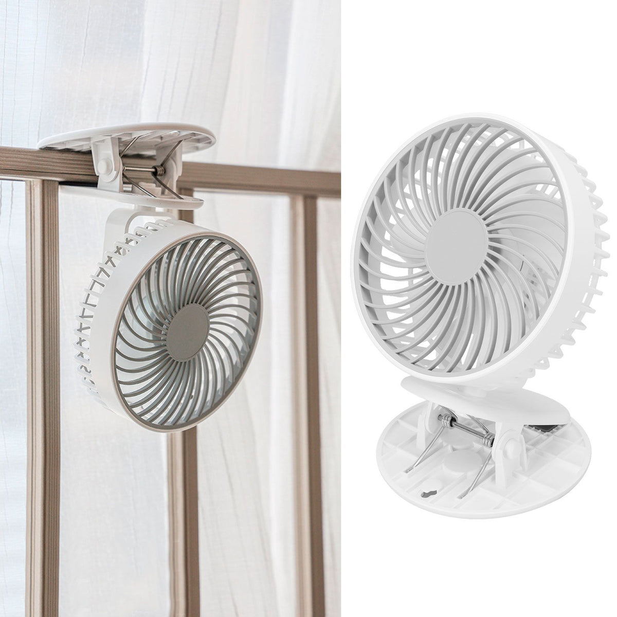 Portable Desk Fan 3 Speed Wind Mini Desktop Fan with Clip for Home Office and BedroomWhite