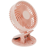 Portable Desk Fan 3 Speed Wind Mini Desktop Fan with Clip for Home Office and BedroomPink - Front View