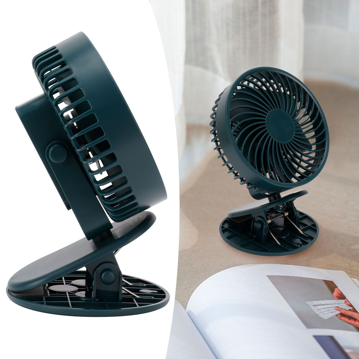 Portable Desk Fan 3 Speed Wind Mini Desktop Fan with Clip for Home Office and BedroomGreen