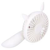 Portable Fan 180 Degrees Rotation Desktop USB Rechargeable Electric Mini Cooling FanWhite - Rear View