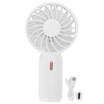 Portable Handheld Fan USB Rechargeable Enhanced Wind Small Fan for Travel Office StudyWhite