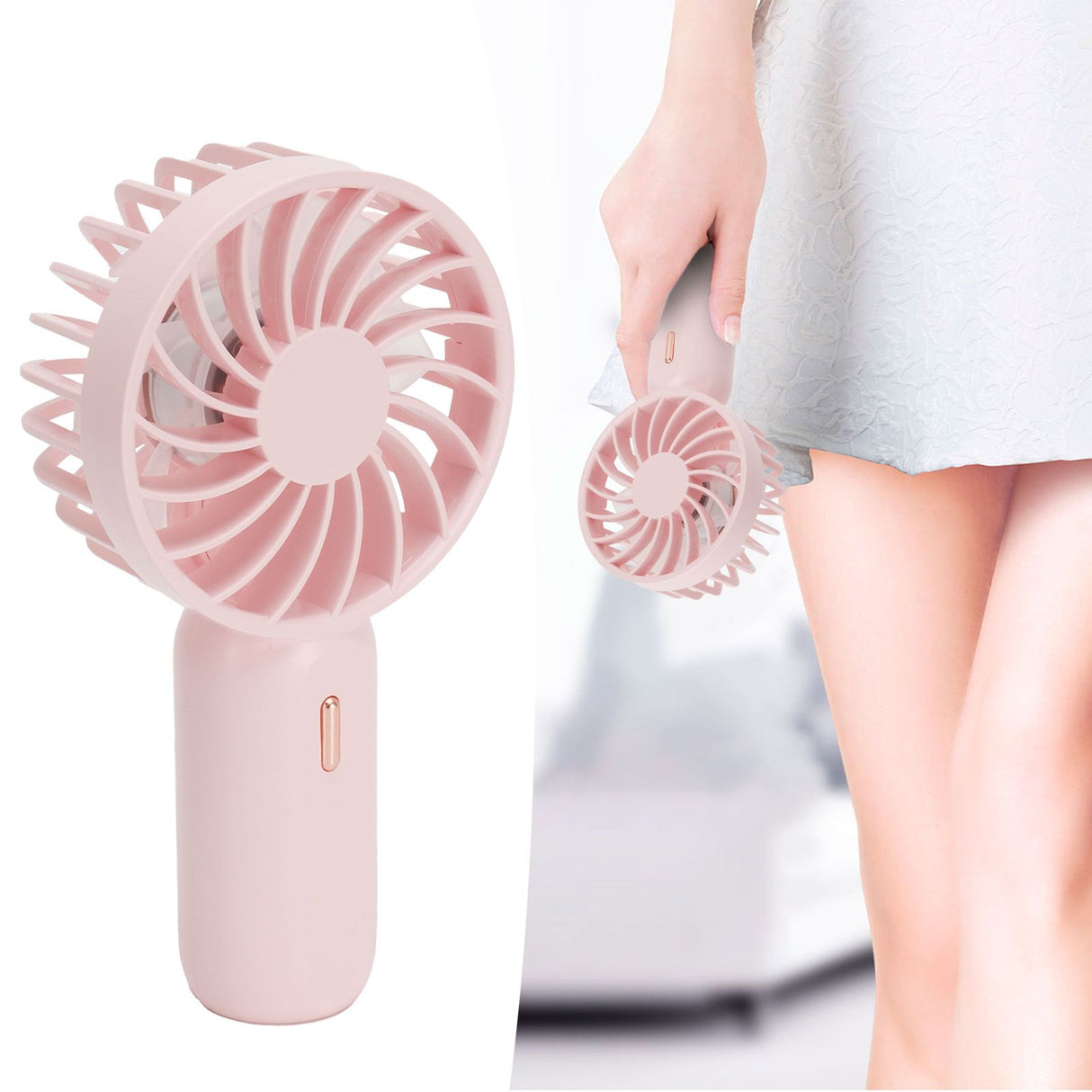 Portable Handheld Fan USB Rechargeable Enhanced Wind Small Fan for Travel Office StudyPink
