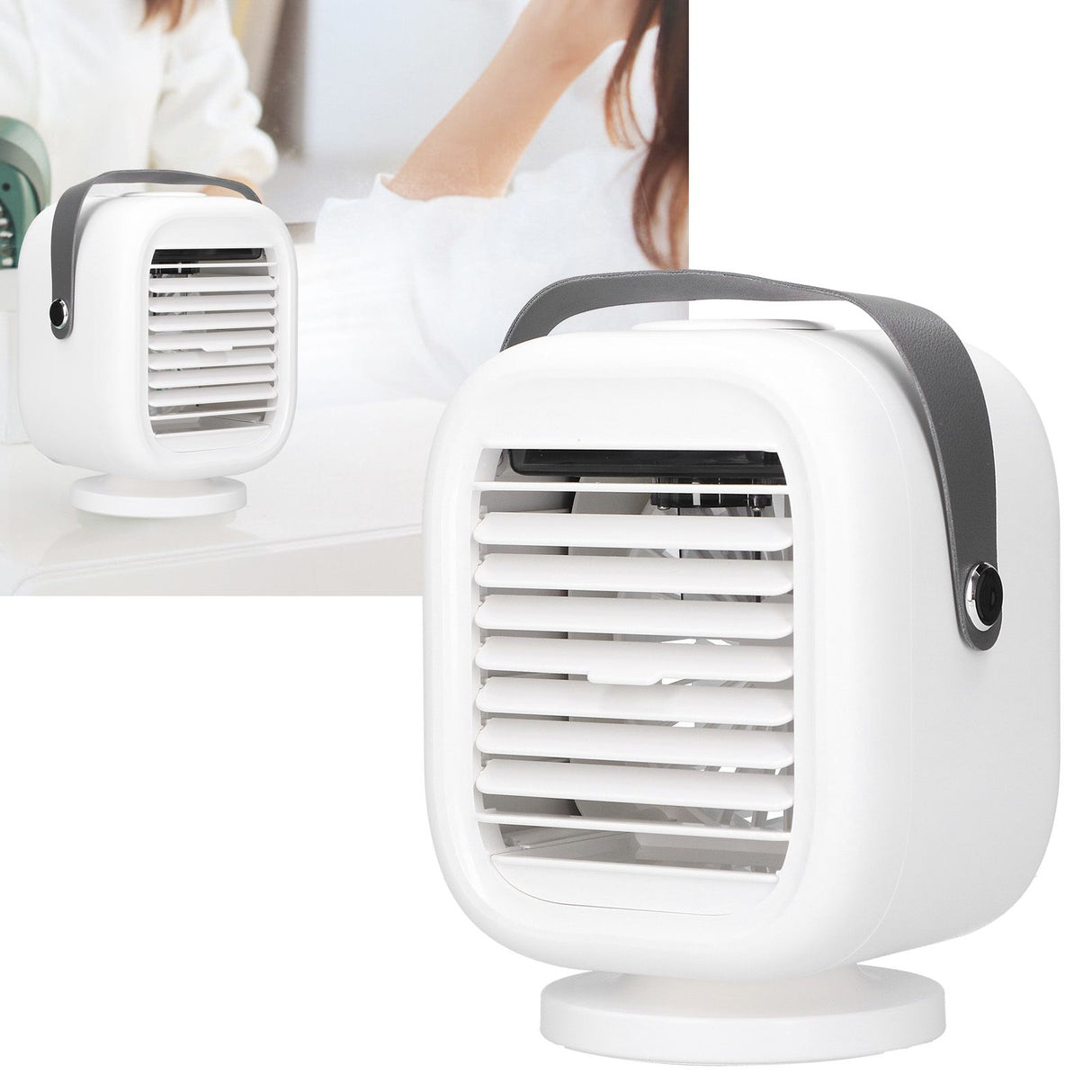 190ml Humidification Air Cooler USB Charging 120° Shaking Head Cooling Fan for Home OfficeWhite
