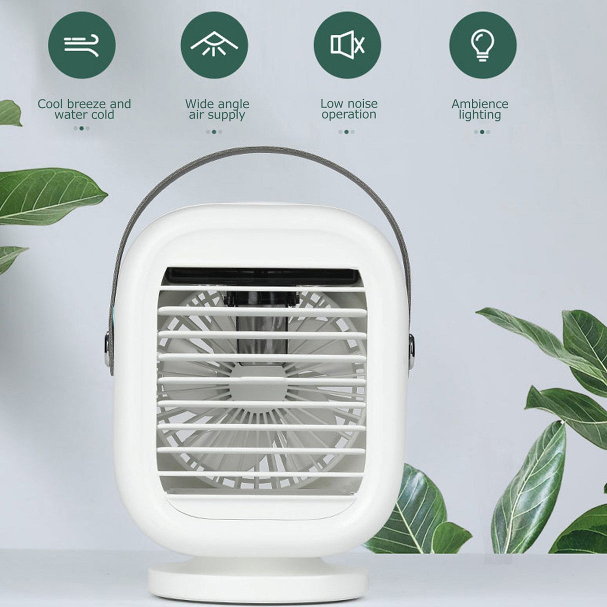 190ml Humidification Air Cooler USB Charging 120° Shaking Head Cooling Fan for Home OfficeWhite