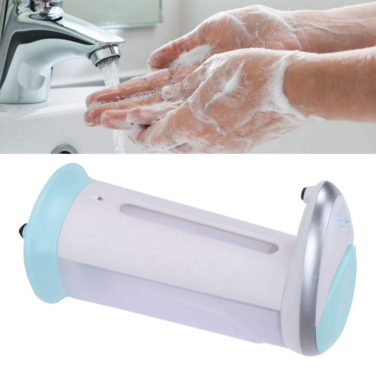 Automatic Soap Dispenser Touchless Sensor Liquid Container for Home Bathroom Toilet Blue