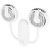 Dual‑Head USB Fan 360° Rotating Portable Neck‑Hanging Electric Fan for Outdoor TravelWhite