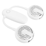 Dual‑Head USB Fan 360° Rotating Portable Neck‑Hanging Electric Fan for Outdoor TravelWhite - Side View