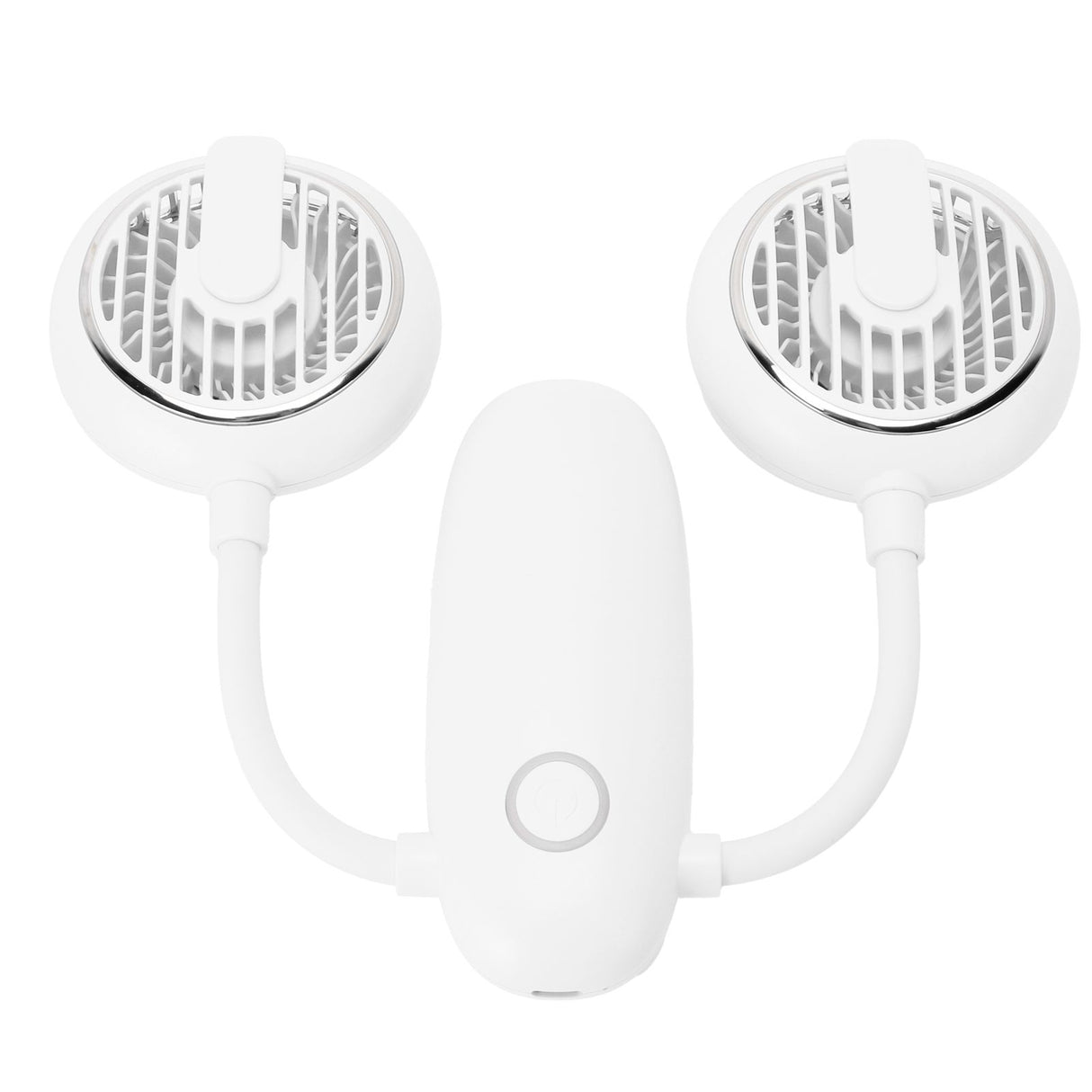 Dual‑Head USB Fan 360° Rotating Portable Neck‑Hanging Electric Fan for Outdoor TravelWhite