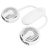 Dual‑Head USB Fan 360° Rotating Portable Neck‑Hanging Electric Fan for Outdoor TravelWhite