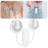 Dual‑Head USB Fan 360° Rotating Portable Neck‑Hanging Electric Fan for Outdoor TravelWhite