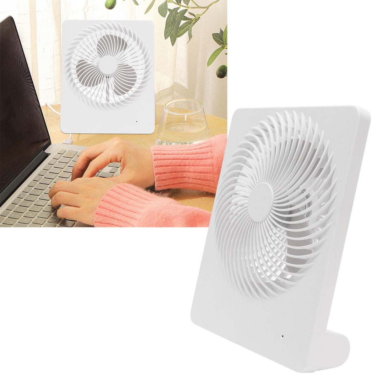 Portable Desktop Fan Mute Desktop USB Charging White Small Fan for Home Office Dormitory