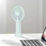 Green Parallel Wind Fan Mini USB Charging Mute Outdoor Handheld Fan with Base for Outdoor
