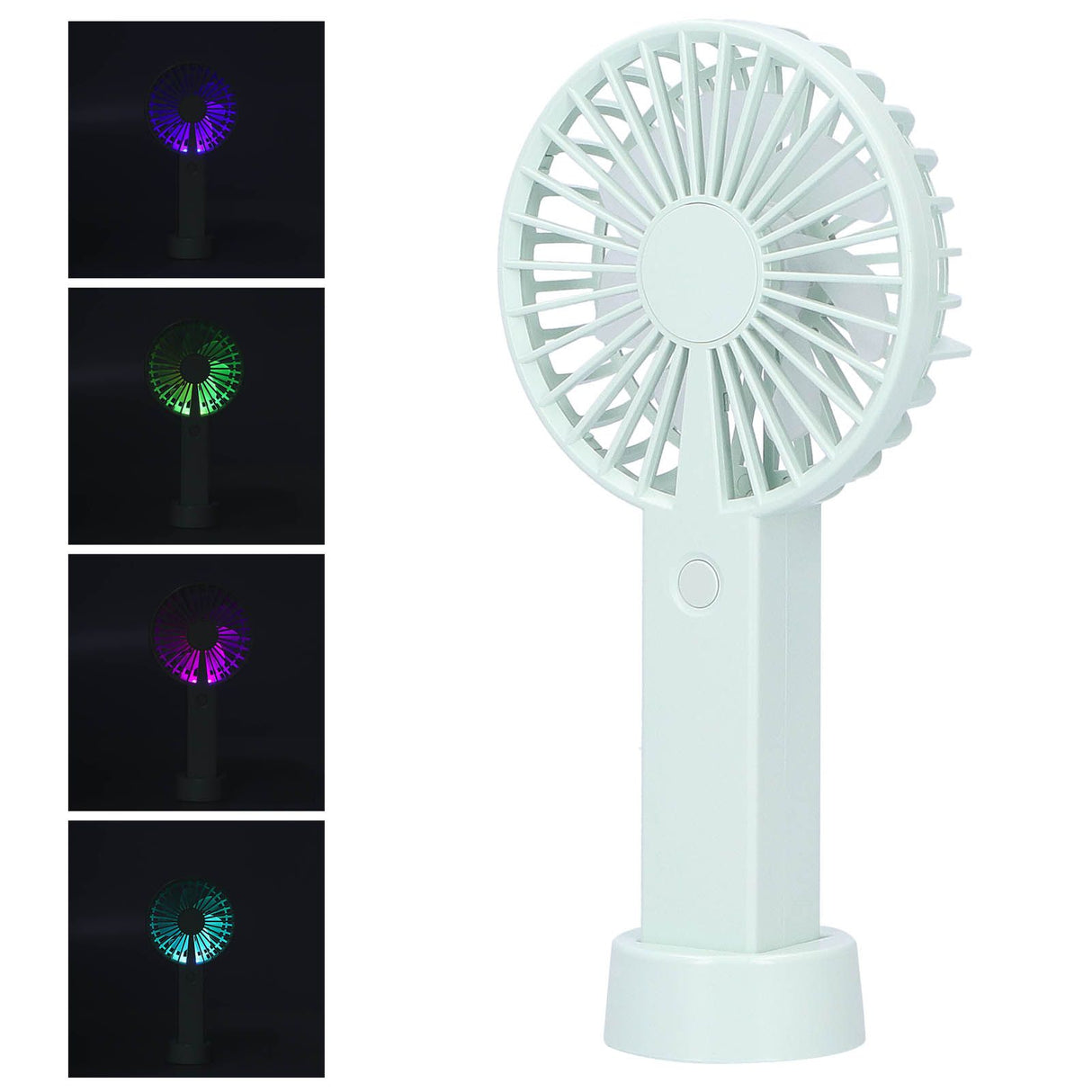 Green Parallel Wind Fan Mini USB Charging Mute Outdoor Handheld Fan with Base for Outdoor