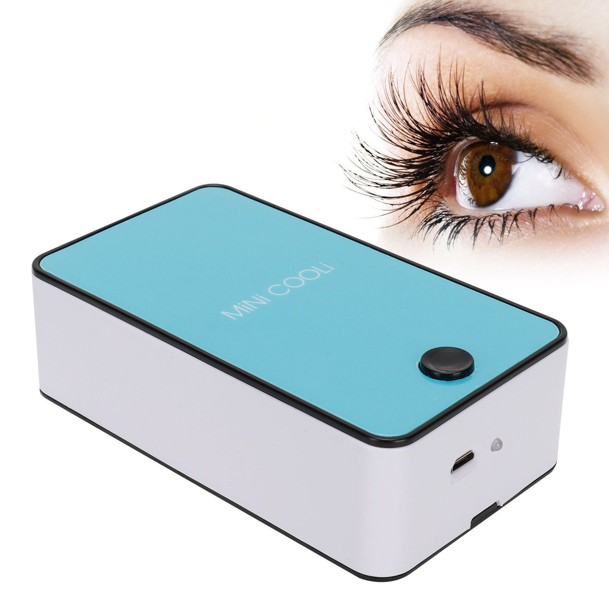 Bladeless Fan Portable Grafted Eyelash Blower Dryer Mini Air Conditioner USB Charging Blue