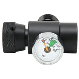CO2 Cylinder Refill Adapter Connector CGA320 // TR21-4 ASA 3000psi Pressure Gauge Black - Top-Down View