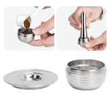 Coffee Capsule Kit with Spoon Brush Gaskets Reusable Coffee Filter Cup Fit for BIALETTI