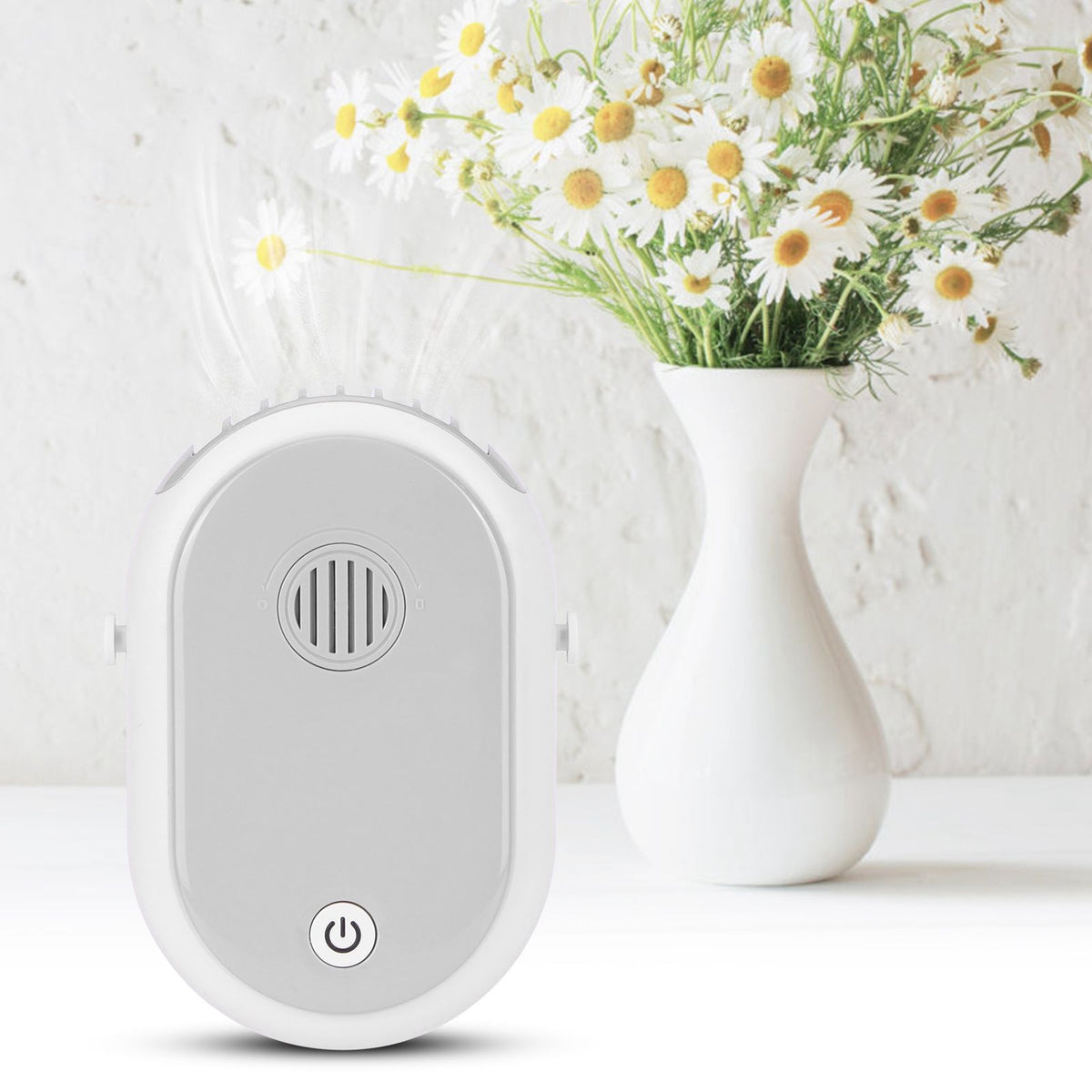 Electric Desktop Fan with 3 Speeds Portable Neck Hanging Aromatherapy Fan USB Charging(White )