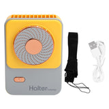 3‑Gear Adjustable Electric Fan Portable Handheld Hanging Neck Fan USB Charging for OutdoorsYellow