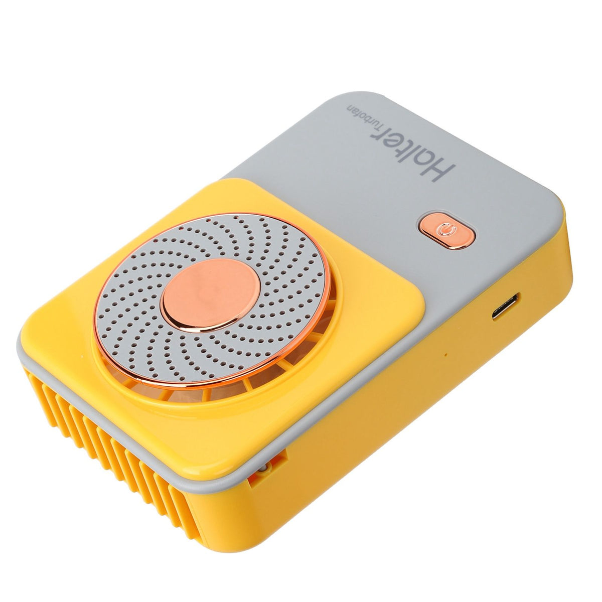 3‑Gear Adjustable Electric Fan Portable Handheld Hanging Neck Fan USB Charging for OutdoorsYellow