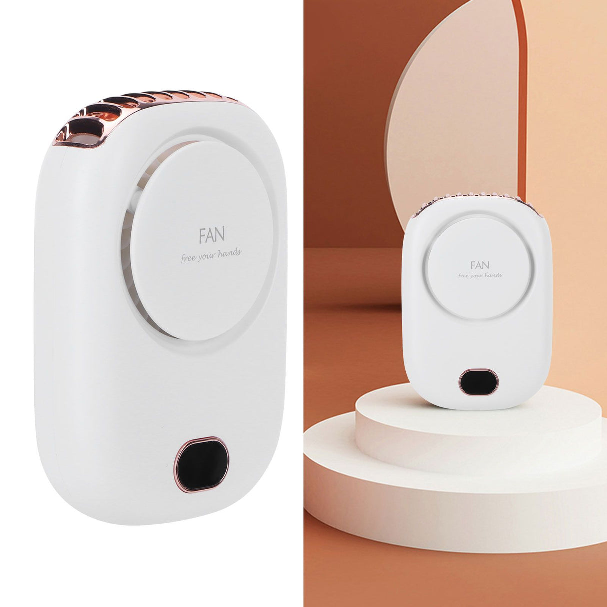 Mini Electric Fan Portable USB Charging Neck Hanging Bladeless Fan for Outdoor Sports TravelWhite