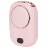 Mini Electric Fan Portable USB Charging Neck Hanging Bladeless Fan for Outdoor Sports TravelPink - Front View