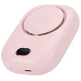 Mini Electric Fan Portable USB Charging Neck Hanging Bladeless Fan for Outdoor Sports TravelPink - Rear View