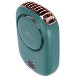 Mini Electric Fan Portable USB Charging Neck Hanging Bladeless Fan for Outdoor Sports TravelGreen - Front View