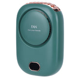 Mini Electric Fan Portable USB Charging Neck Hanging Bladeless Fan for Outdoor Sports TravelGreen - Low Angle