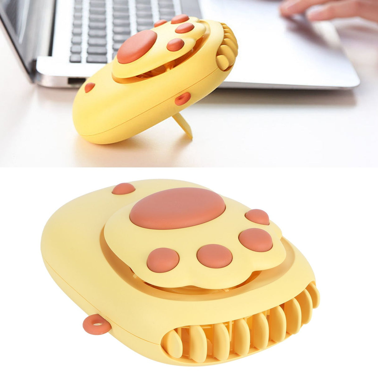 Yellow 3‑Gears Speed Wind Adjustable Electric Fan Cute USB Charging Fan for Bedroom