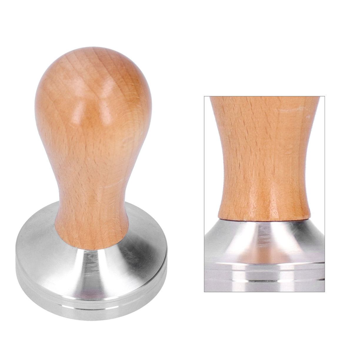 51mm Coffee Tamper Stainless Steel Coffee Powder Press Hammer with Wood Handle Tool