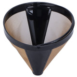Stainless Steel Coffee Filter Coffee Machine Reusable Cone Coffee Filter Strainer Gold