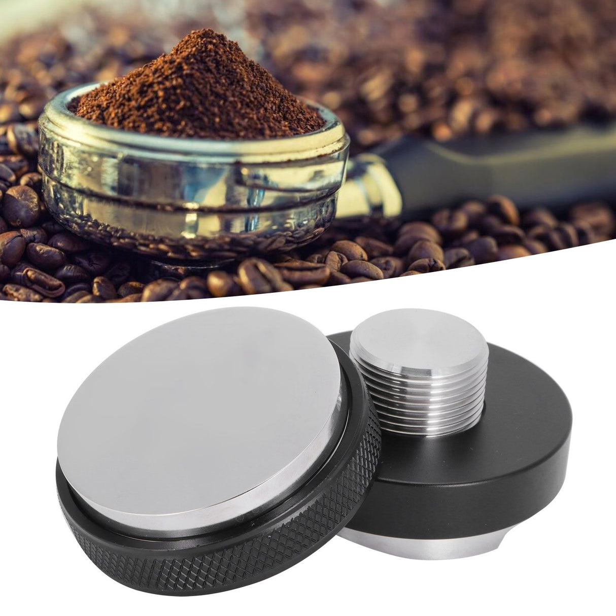 51mm Coffee Distributor 3 Angled Slopes Double Head Adjustable Height Coffee Tamper