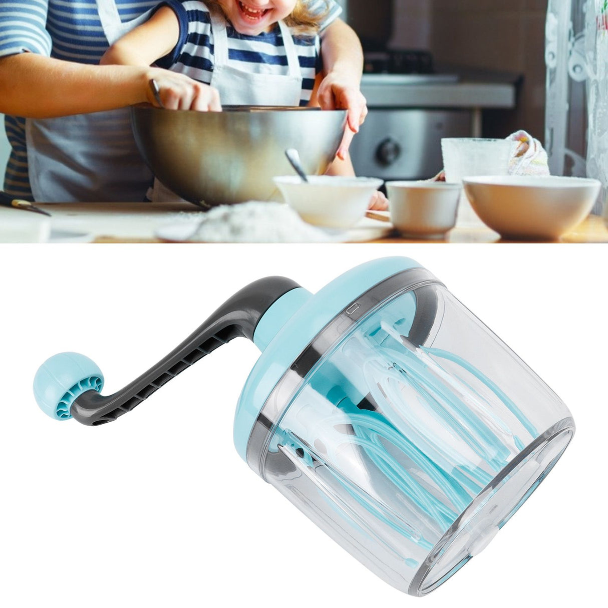 Cream Mixer Whisk Semi Automatic Manual Egg Milk Foam Frother Home Kitchen Accessory Green