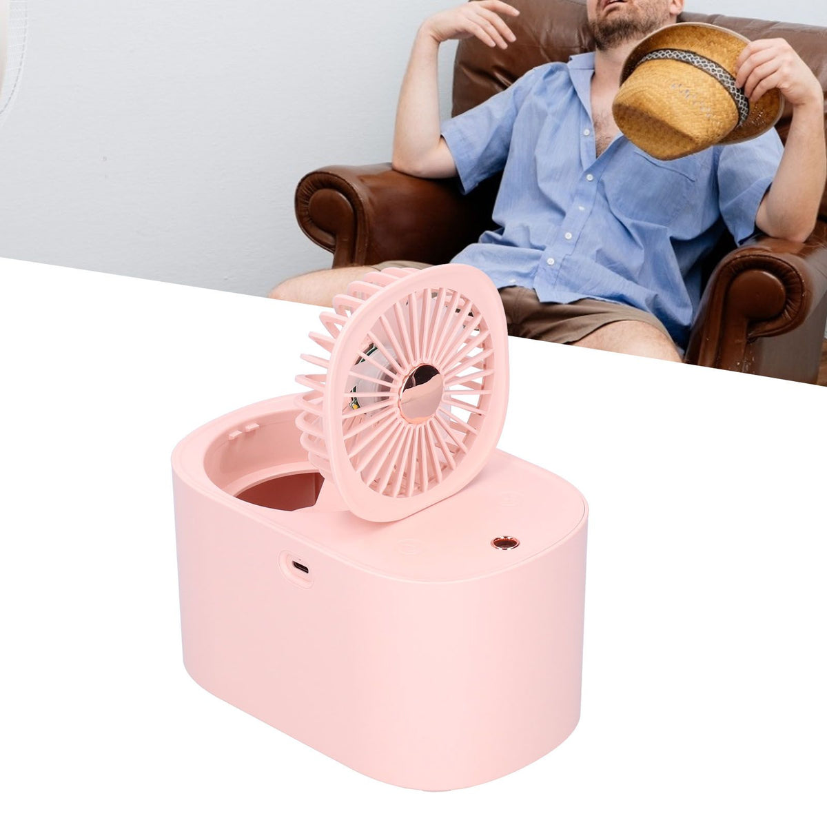 90 Degree Folding Electric Fan 2 in1 Portable Humidifying Electric Fan for Home OfficePink